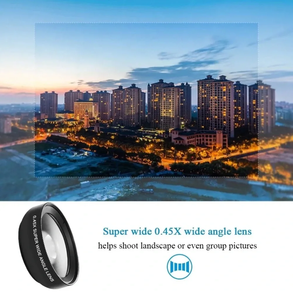 Macro HD Camera Lens 2 in 1 Mobile Phone 0.45 Times Ultra Wide Angle 12.5 Times